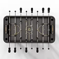 Black Foosball Table With Sturdy Legs And Metal Rods For Game Room Fun