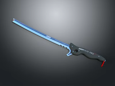 Modern Blue Serrated Blade Knife With Black Handle And Ergonomic Grip 3d model