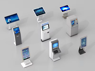 Public Facility Self Service Terminals With Various Touchscreen Displays And Interactive Interfaces 3d model
