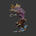 Blue Skinned Horned Fantasy Creature Posing With Ornate Sword And Armored Outfit