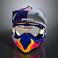SHARK Motocross Helmet Featuring Red Bull Logo And Protective Goggles Design