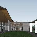 Scenic Cultural Center Complex With Lush Trees Green Spaces And River Views