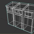 Three Compartment Recycling Trash Bins With Color Coded Labels For Waste Sorting