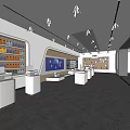 Digital Store Interior With Modern Design Neat Display Shelves And Interactive Screen