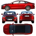 Red Sedan Car Showcasing Front And Rear Views 3d model
