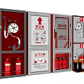 Complete Fire Safety Equipment Set With Fire Extinguishers Cabinets Hoses And Hydrants 3d model