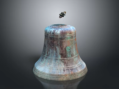 Ancient Bronze Bell With Intricate Carved Patterns And Rustic Surface Texture 3d model