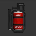 Red Fire Extinguisher With Black Frame And Safety Instruction Labels 3d model
