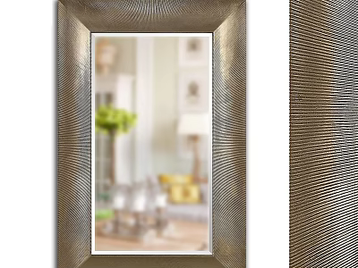 Elegant Ribbed Metal Frame Mirror for Modern Home Interior Decor 3d model