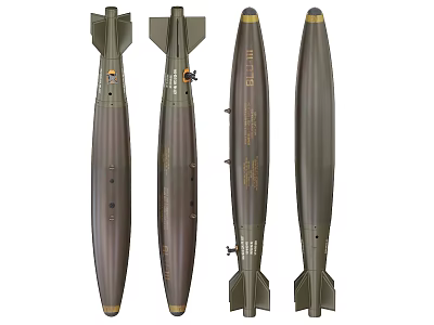 Military Bombs With Metal Casings Tail Fins And Varied Structural Designs 3d model