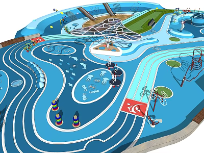 Kids Play Area Design With Winding Tracks Climbing Nets And Interactive Colorful Features 3d model