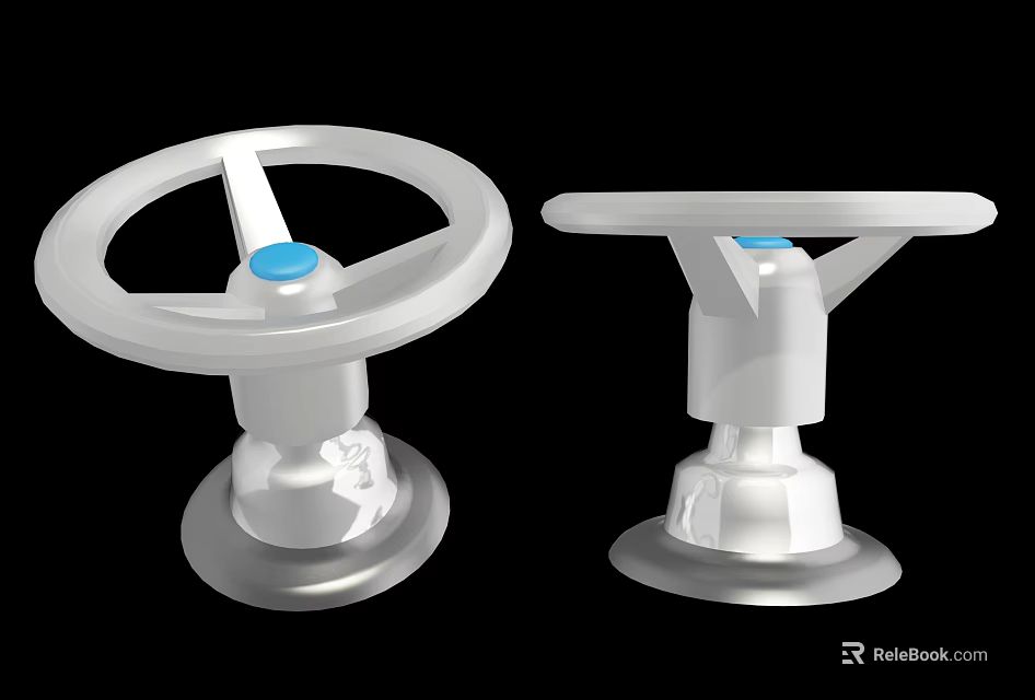 High Quality Car Parts White Steering Wheels With Blue Buttons And Silver Bases 3d model 