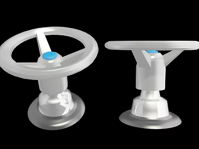 High Quality Car Parts White Steering Wheels With Blue Buttons And Silver Bases 3d model