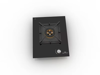 Stylish Black Single Burner Gas Stove Kitchen Appliance Modern Design with Knob Control 3d model