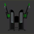 Black And Green Home Gym Fitness Machine With Arm Handles And Weight Plates