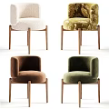 Elegant Single Chair with Green Bird Leaf Pattern Fabric and Walnut Wooden Legs