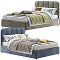 Cozy Children's Bed With Upholstered Headboard Colorful Quilts Pillows And Soft Blankets