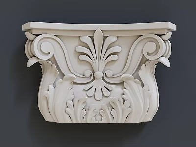 Architectural Classical Ornate Carved Stone Corbel Component With Intricate Scroll Floral Patterns 3d model