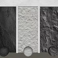 Modern Textured Background Wall Design Featuring Three Panels Light Center Dark Sides and Decorative Spheres