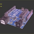 Blue Microcontroller Circuit Board Featuring Electronic Components Pins And USB Interface 3d model