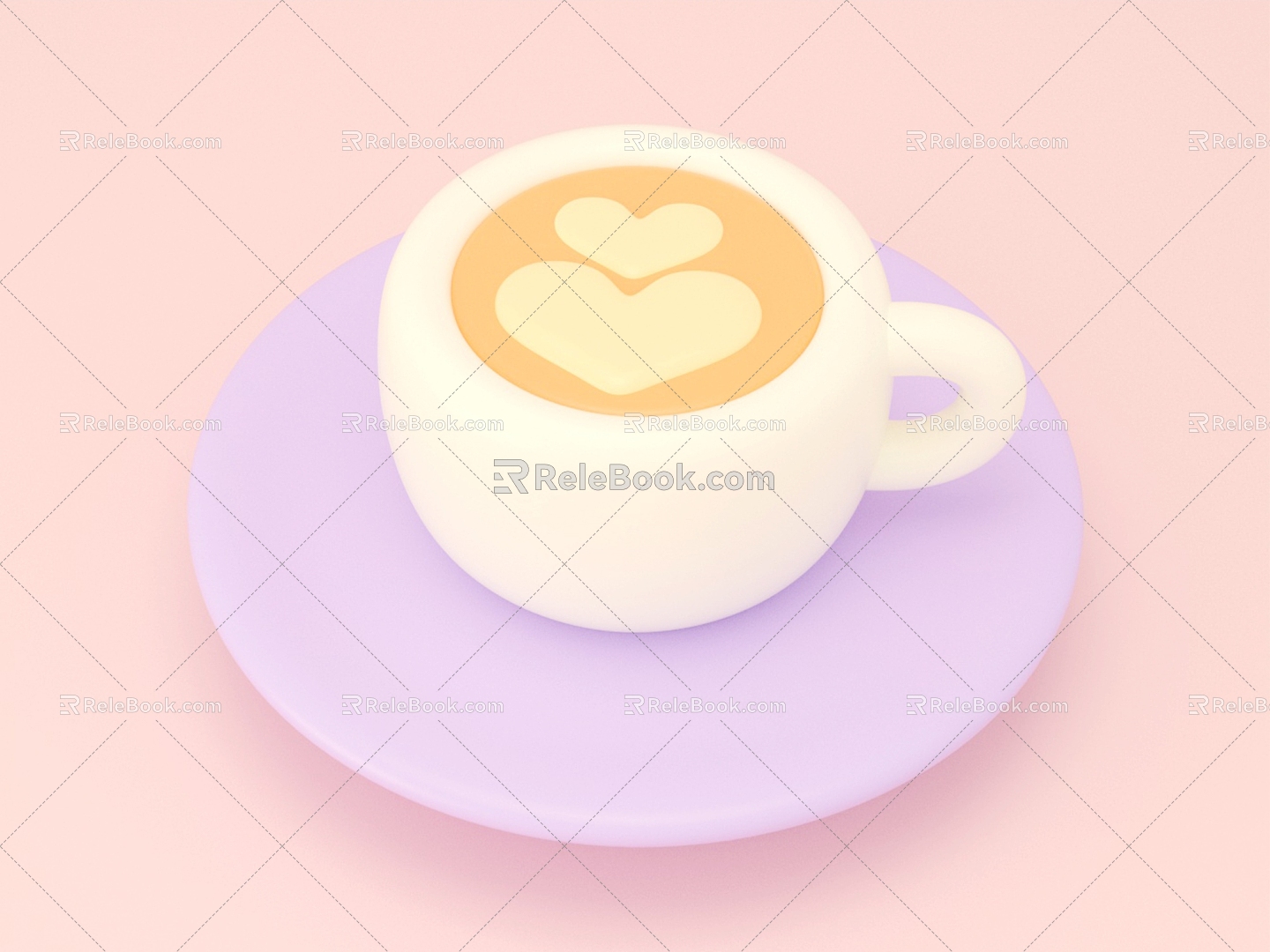 Cartoon coffee cup coffee tableware 3d model