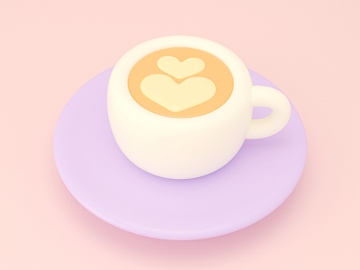 Cartoon coffee cup coffee tableware 3d model