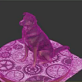 Black And Brown Dog Sitting On Round Surface With Gear And Clock Patterns 3d model