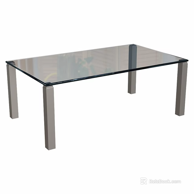 Modern Glass Top Table With Sleek Metal Legs For Home Interior Design 3d model 