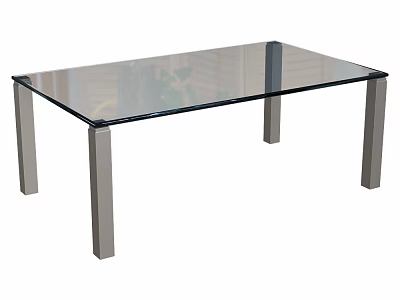 Modern Glass Top Table With Sleek Metal Legs For Home Interior Design 3d model