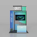 Event 2023 Exhibition Wall Featuring LOGO Digital Screen Circular Display Booth And Plant