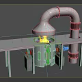 Industrial Heating Equipment Featuring Flame Operation And Metal Pipe Components 3d model