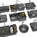Black Kitchen Sinks In Various Styles With Drain Racks Cutting Boards Avocados And Cups