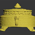Ornate Golden Decorative Ornament Set With Intricate Carvings Animal Handles And Reflective Base