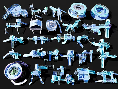 Outdoor Playground Equipment With Colorful Slides Swings Climbing Frames And Play Structures 3d model