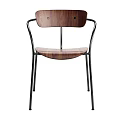Wooden Leisure Chair With Metal Frame And Comfortable Backrest Seat Design