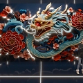 Chinese Style National Tide Chinese Dragon Cartoon Paper-cut Wind Lighting Wall Decoration Beauty Chen Dragon Head 3d model