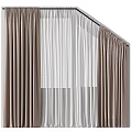 Stylish Brown Thick And White Sheer Curtains With Modern Rod For Window Decoration