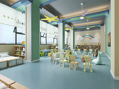 Nordic Kindergarten Classroom Corridor 3d model