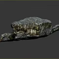 Natural Rustic Wood and Stone Decorative Elements with Large Boulder Small Rocks and Textured Base