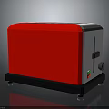 Red And White Electronic Toaster With Control Knob And Indicator Light