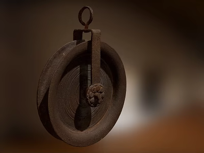 Vintage Rusty Old Tire With Metal Components And Brown Hue On Blurred Background 3d model