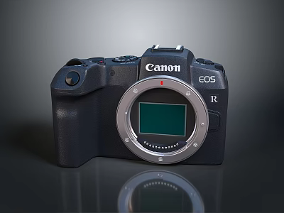 Black Canon EOS R Digital Camera With Green Screen And Lens Mount 3d model