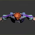 3D Character With Red Hair Purple Blue Coat Shorts And Blue Boots Standing