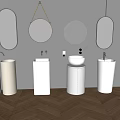 Modern Washing Table Combination Mirror Ceramic Table Basin Washing Table 3d model