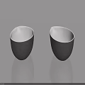 Two Modern Gray Cups With White Interior On Reflective Gray Surface