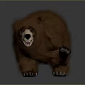 Realistic Brown Bear 3D Model With Thick Fur Standing On Gray Background 3d model