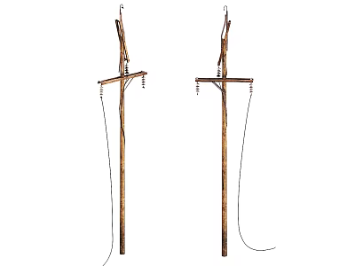 Industrial Equipment Electric Poles With Wires And Supports For Power Distribution 3d model