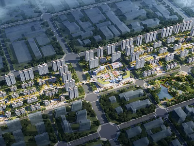 Aerial Planning Of Urban Residential Areas With Road Networks And Green Spaces 3d model