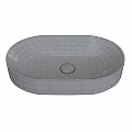 Sleek White Oval Washbasin With Smooth Surface And Circular Drain Design 3d model