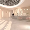 Modern Beauty and Hair Salon Interior With Reception Area Comfortable Sofas And Decorative Ceiling